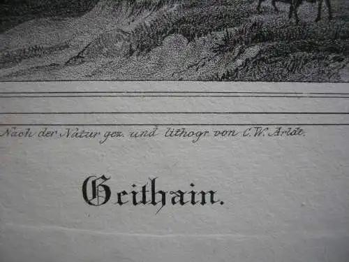 Geithain Leipzig Sachsen Lithographie 1842 C. W. Arldt