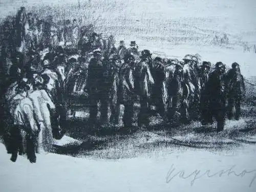 Max Mayrshofer (1875-1950) Menschenmenge Lithografie um 1910 signiert