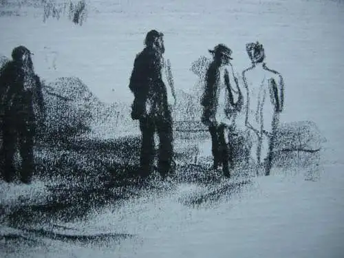 Max Mayrshofer (1875-1950) Menschenmenge Lithografie um 1910 signiert