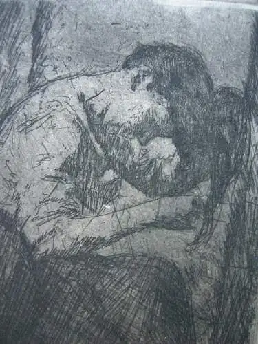 Max Mayrshofer  (1875-1950) sitzende weibliche Gestat Radierung 1914 signiert