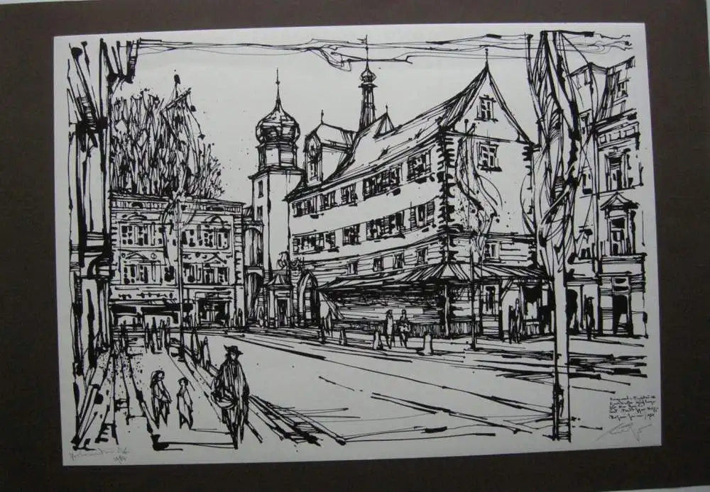 Hans Prähofer (1920-2005) Rosenheim altstadt Serigrafie 1984 signiert 0