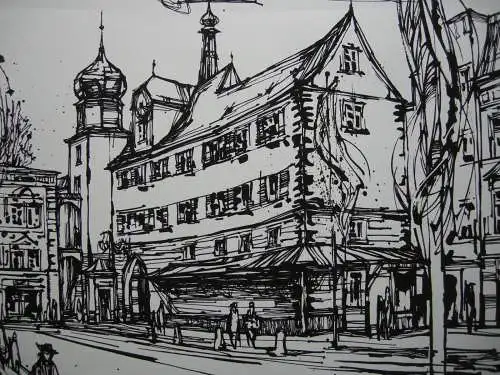 Hans Prähofer (1920-2005) Rosenheim altstadt Serigrafie 1984 signiert