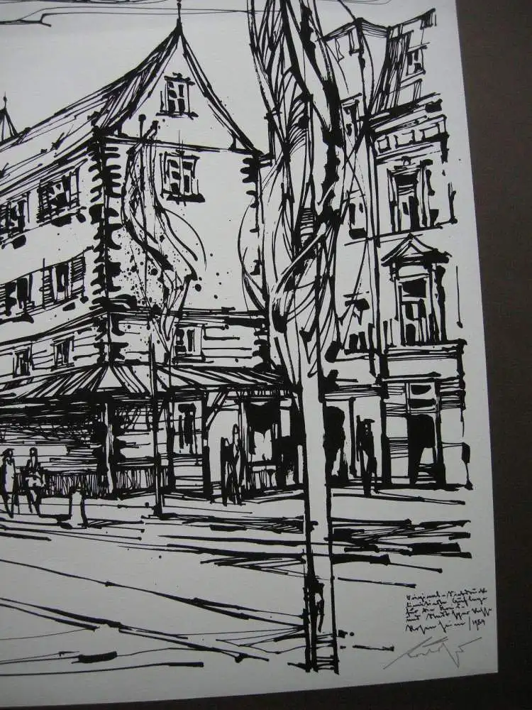 Hans Prähofer (1920-2005) Rosenheim altstadt Serigrafie 1984 signiert 3