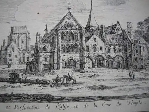 Paris Vue Perspective Eglise Cour du Temple Kupferstich Silvestre Goyrand 1650