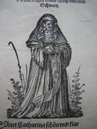 Jost Amman (1539-1591) Heilige Katharina Katharinen-Orden Orig. Holzschnitt 1580