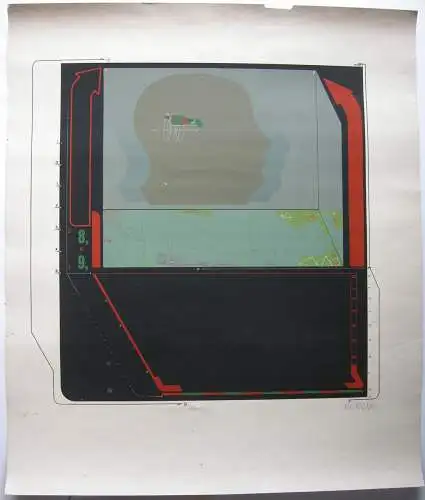 Rainer Wittenborn (1941)  Der Mensch gefangen in techn Umwelt Serigrafie 1968