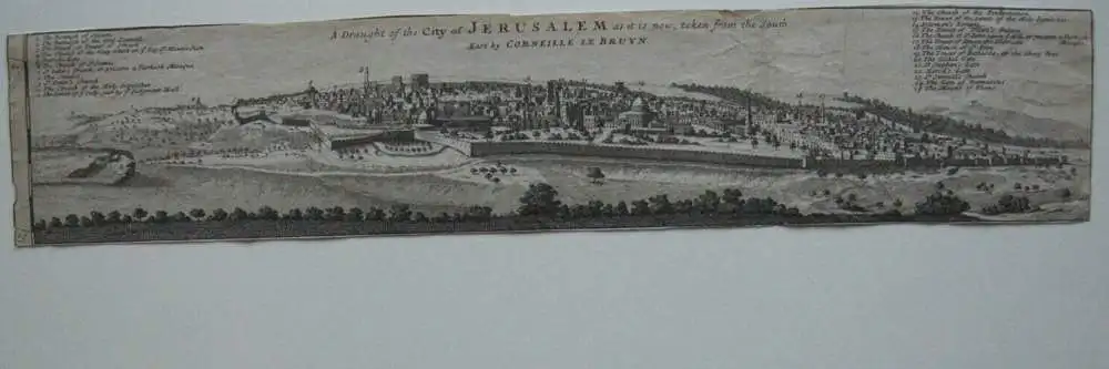 Jerusalem Panorama-Ansicht Kupferstich Corneille Le Bruyn 1725 Israel Palästina 0