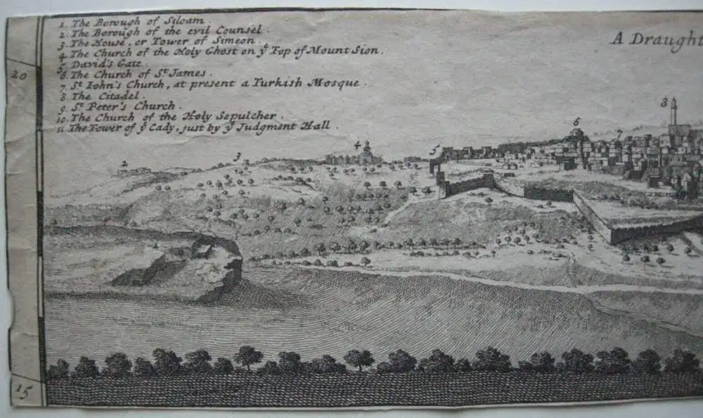 Jerusalem Panorama-Ansicht Kupferstich Corneille Le Bruyn 1725 Israel Palästina 1