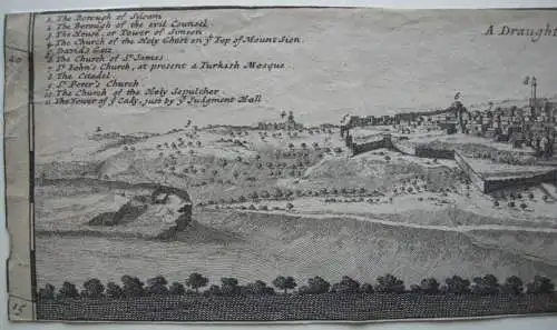 Jerusalem Panorama-Ansicht Kupferstich Corneille Le Bruyn 1725 Israel Palästina