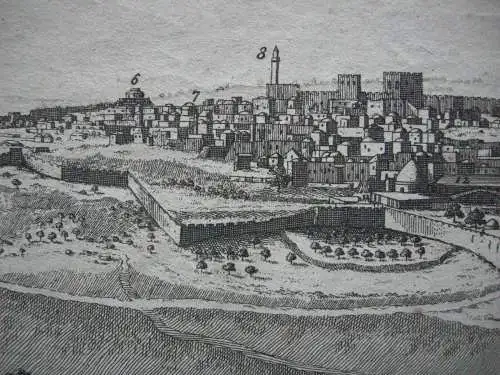 Jerusalem Panorama-Ansicht Kupferstich Corneille Le Bruyn 1725 Israel Palästina