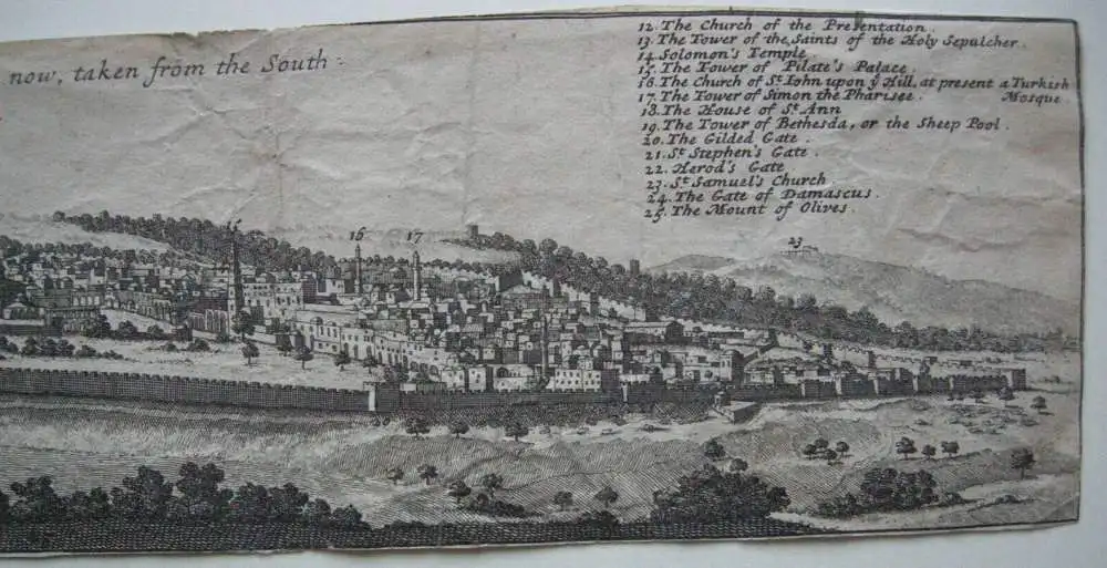 Jerusalem Panorama-Ansicht Kupferstich Corneille Le Bruyn 1725 Israel Palästina 3