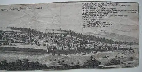 Jerusalem Panorama-Ansicht Kupferstich Corneille Le Bruyn 1725 Israel Palästina