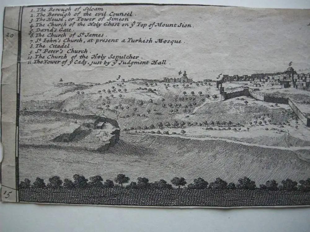 Jerusalem Panorama-Ansicht Kupferstich Corneille Le Bruyn 1725 Israel Palästina 5