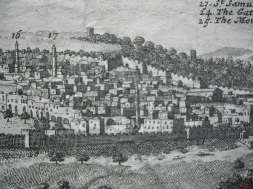 Jerusalem Panorama-Ansicht Kupferstich Corneille Le Bruyn 1725 Israel Palästina