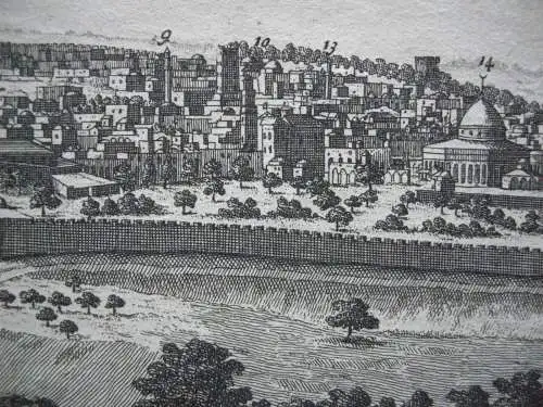 Jerusalem Panorama-Ansicht Kupferstich Corneille Le Bruyn 1725 Israel Palästina