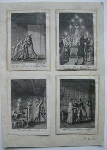 Daniel Chodowiecki (1726-1801) 4 Radierungen Die Familie Hiermer 1797 Lang's Alm