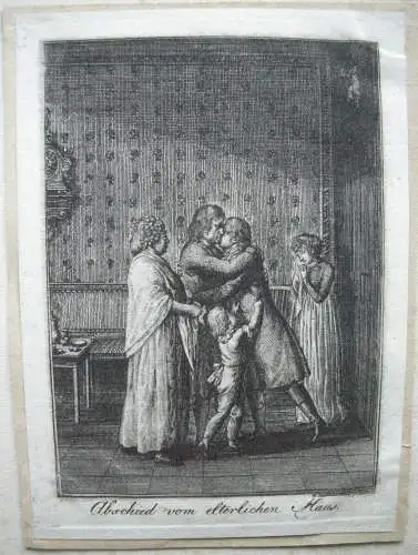 Daniel Chodowiecki (1726-1801) 4 Radierungen Die Familie Hiermer 1797 Lang's Alm