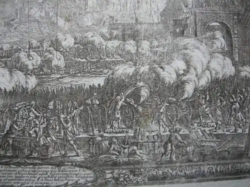 Kronborg Hamletschloss Danmark 2. Nordischer Krieg Belagerung Kupferstich 1696