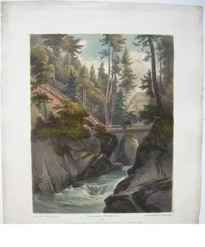 Rehtenbacher Wildnis Ischl Oberösterreich Österreich Lithografie Czerny 1840