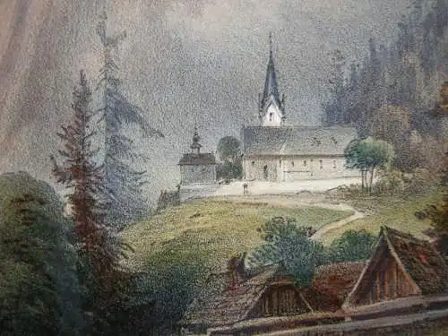 Tragöss Grüner See Österreich Steiermark Lithografie Czerny 1840