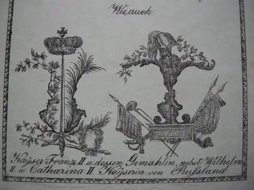 8 geheim verborgene Silhouetten Vexierbild König Frankr Franz II. Kupferst 1793