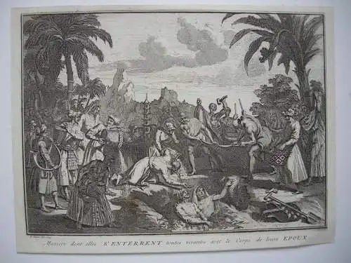 Begräbniszeremonien der Inder Indien 3 Kupferstiche Bernard Picart 1789