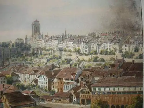 Bern Gesamtansicht Bern Orig Farblithografie 1830 Schweiz