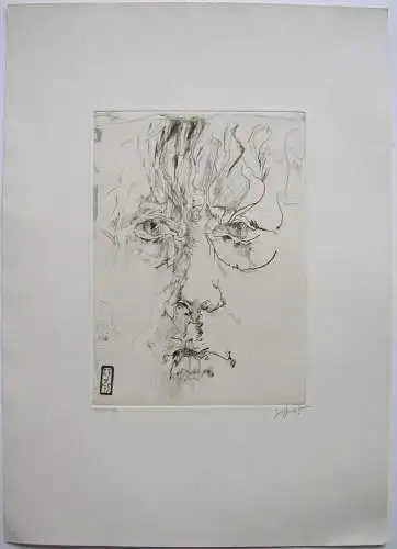 Horst Janssen (1929-1995) Selbst für C C Portrait Orig Radierung  signiert 1962