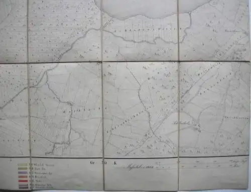 Flurkarte Baierbrunn Simsee Rosenheim Stahlstich 1880 teilkolor Ecking Edling