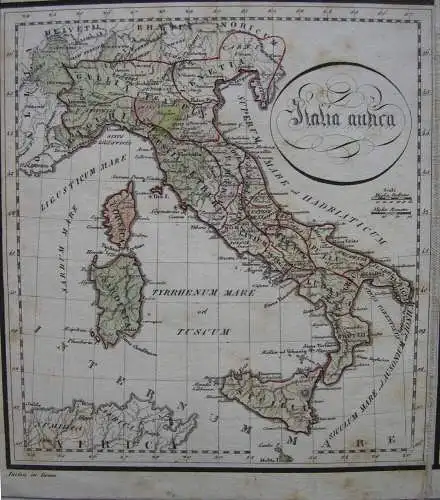 Italien kolor. Kupferstichkarte 1816 3 Insertkarten Sicilia Gugliemo Mayer