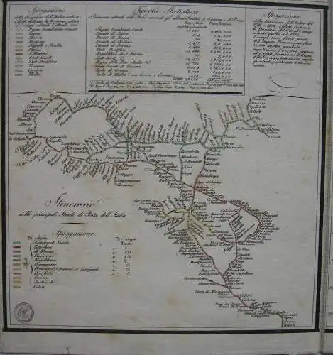 Italien kolor. Kupferstichkarte 1816 3 Insertkarten Sicilia Gugliemo Mayer