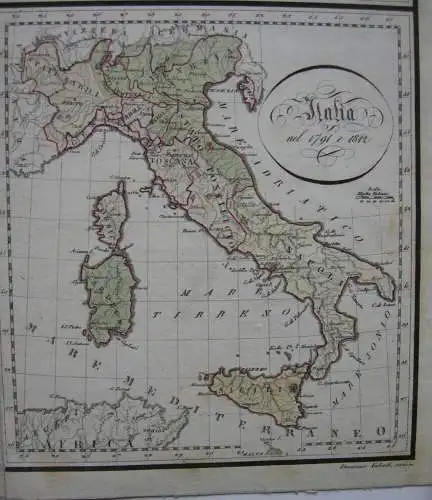 Italien kolor. Kupferstichkarte 1816 3 Insertkarten Sicilia Gugliemo Mayer