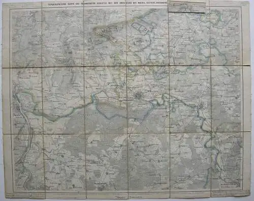 Topografische Karte Frankfurter Gebiet Mainz Kolor Stahlstich Ravenstein 1856