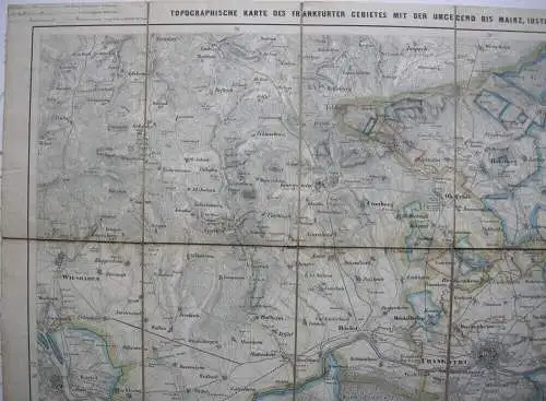 Topografische Karte Frankfurter Gebiet Mainz Kolor Stahlstich Ravenstein 1856