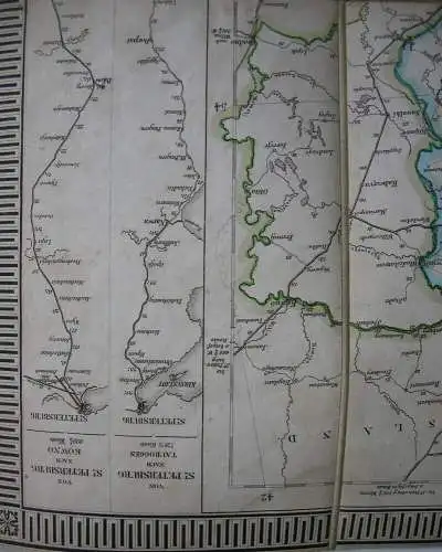 Post- Eisenbahn- und Reise-Karte Mitteleuropa grenzkolor Stahlstich 1857 Perthes