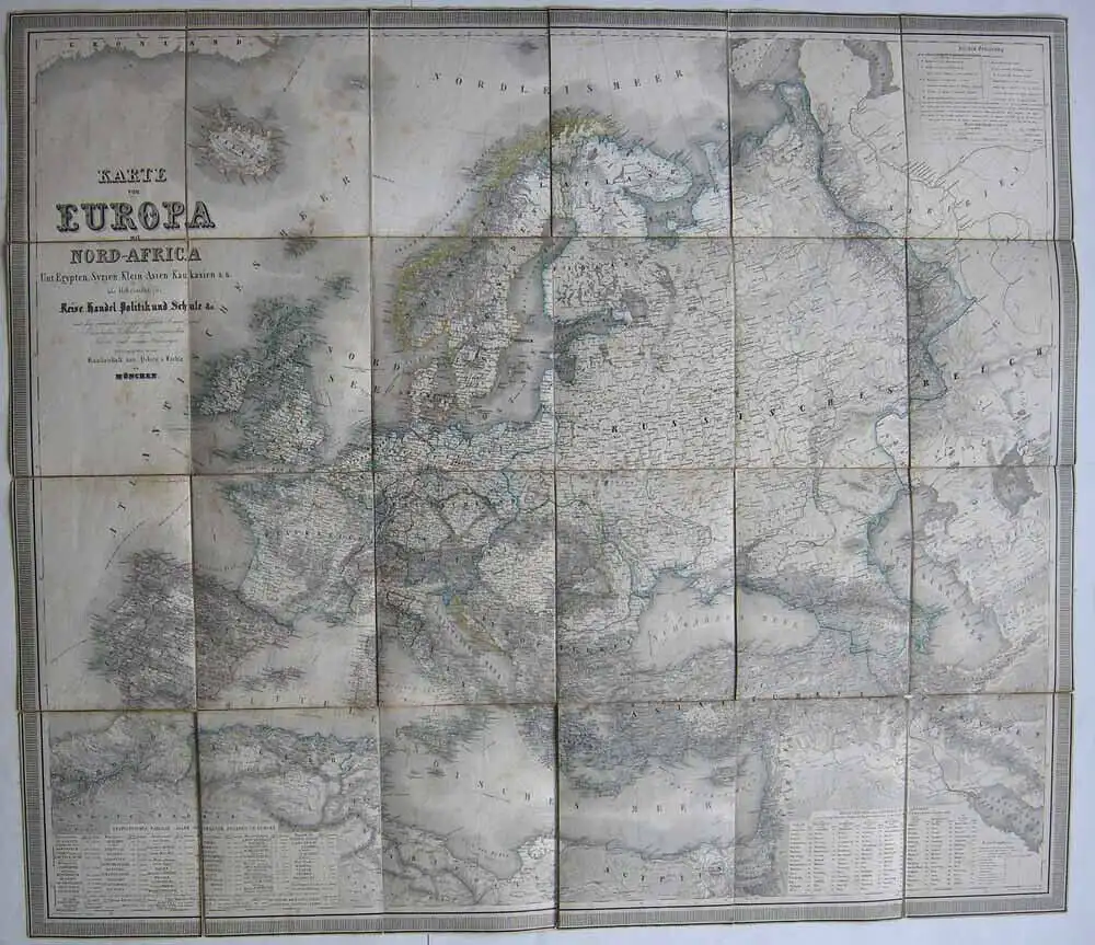 Karte von Europa Nord-Afrika grenzkolorierter Stahlstich um 1860 Syrien Kaukasus 0