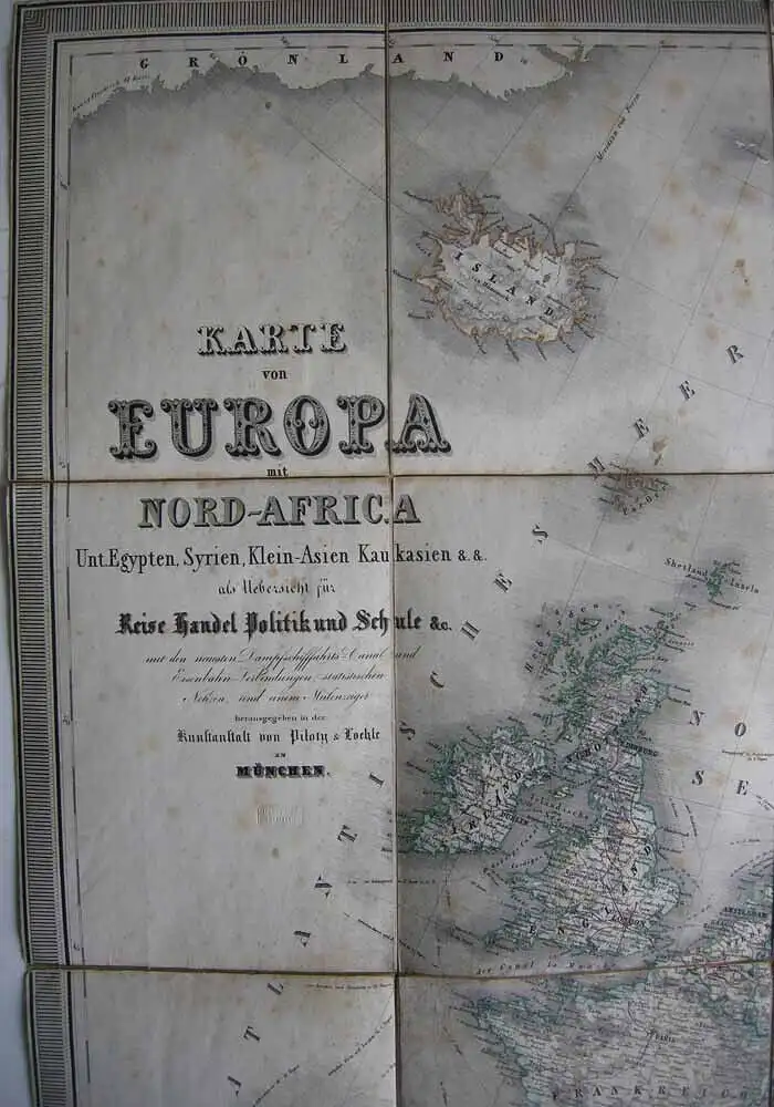 Karte von Europa Nord-Afrika grenzkolorierter Stahlstich um 1860 Syrien Kaukasus 1