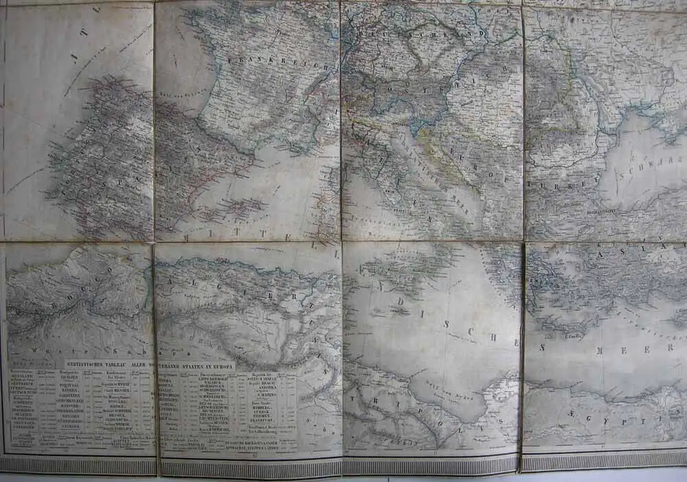 Karte von Europa Nord-Afrika grenzkolorierter Stahlstich um 1860 Syrien Kaukasus 10