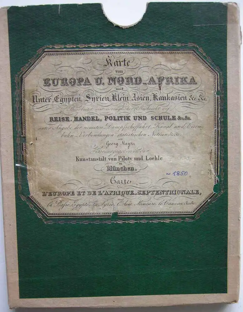 Karte von Europa Nord-Afrika grenzkolorierter Stahlstich um 1860 Syrien Kaukasus 11