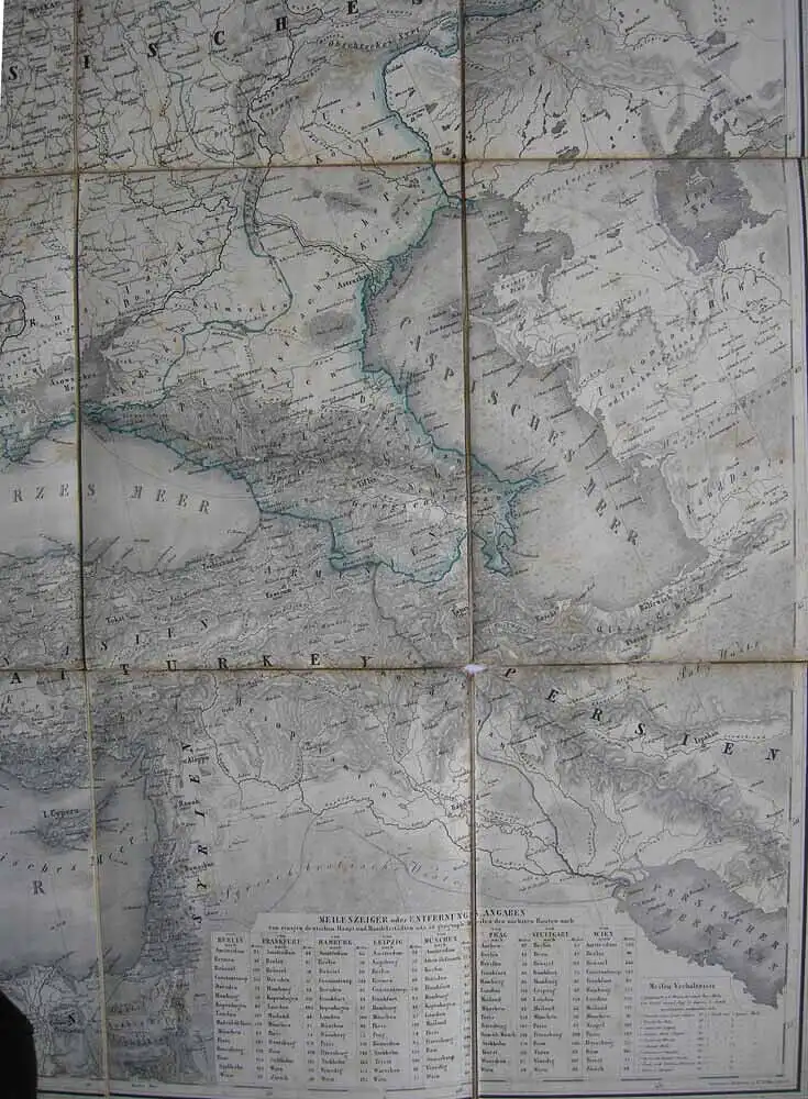 Karte von Europa Nord-Afrika grenzkolorierter Stahlstich um 1860 Syrien Kaukasus 4