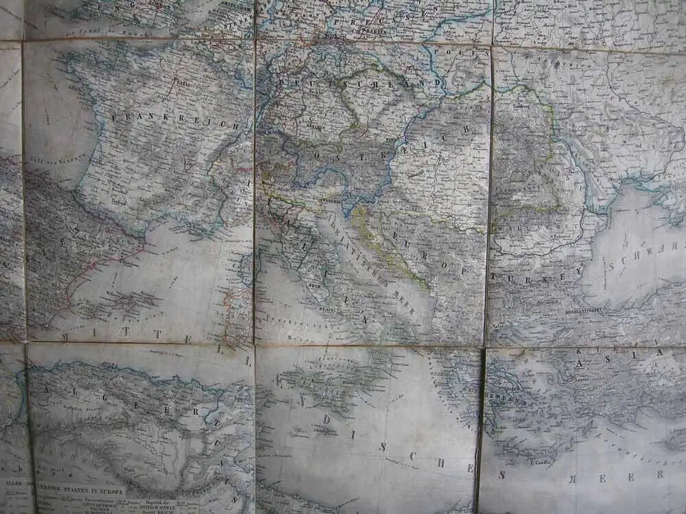 Karte von Europa Nord-Afrika grenzkolorierter Stahlstich um 1860 Syrien Kaukasus 5