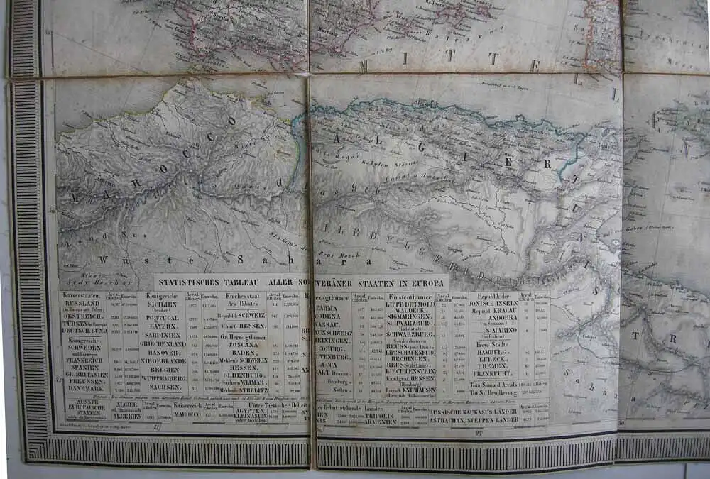 Karte von Europa Nord-Afrika grenzkolorierter Stahlstich um 1860 Syrien Kaukasus 8