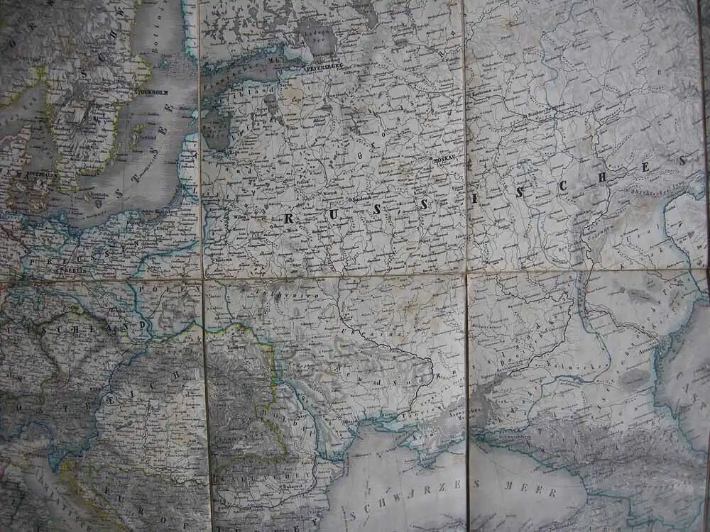 Karte von Europa Nord-Afrika grenzkolorierter Stahlstich um 1860 Syrien Kaukasus 9