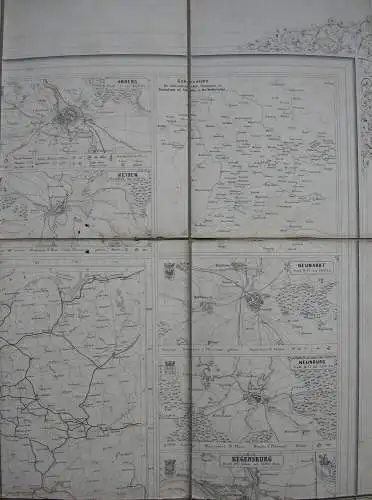 Fluss- und Eisenbahnkarte Deutschland Städte Oberpfalz Stahlstichkarte 1862