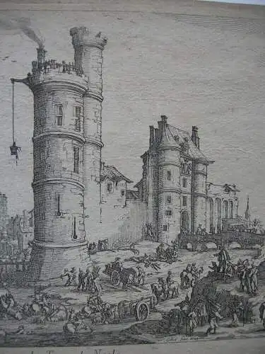 Pont neuf tour de Nesle Paris Radierung Israel Kopie nach Callot 1630