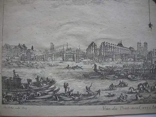 Pont neuf tour de Nesle Paris Radierung Israel Kopie nach Callot 1630