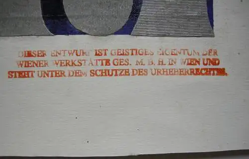 Wiener Werkstätte Stoffmuster Entwurf um 1900 Urheberrechtsstempel