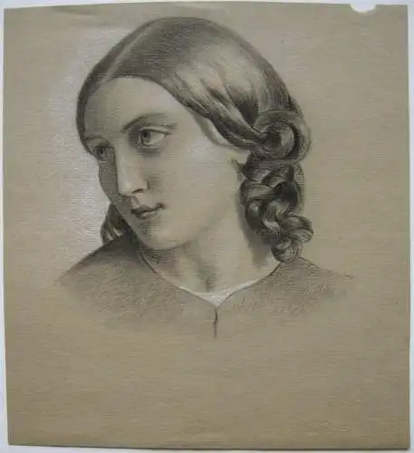 Max von Maurer (1906?) attributed Kopfportrait junge Frau Kohlezeichnung ca 1930