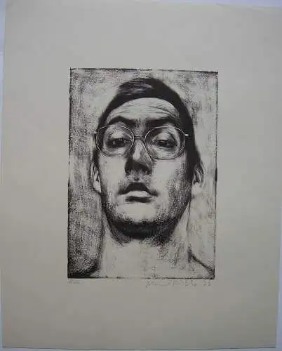 Johannes Grützke (1937 -2017)  Ernst: Selbst Orig Lithografie 1973 signiert