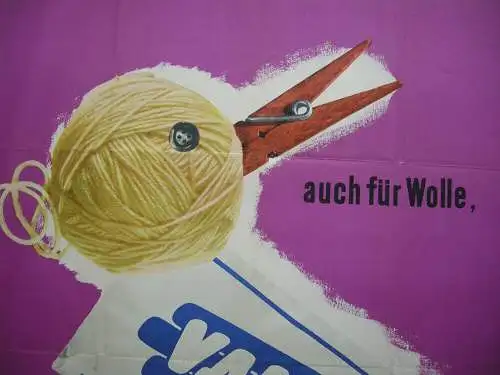 Plakat Reklame Werbung Waschmittel VALAN komplett Lithografie um 1960